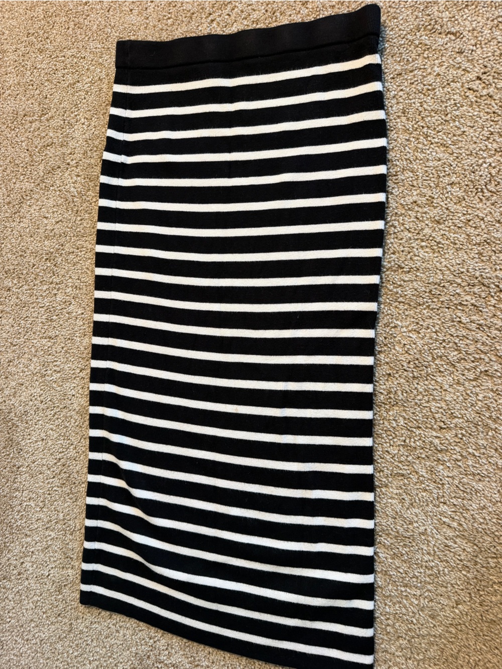 LOFT Black and White Striped Pencil Skirt